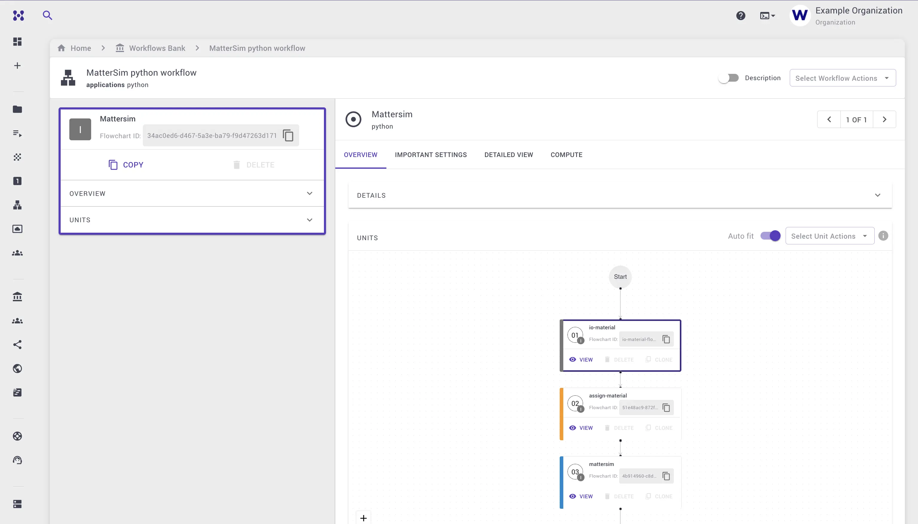 MatteSim workflow units